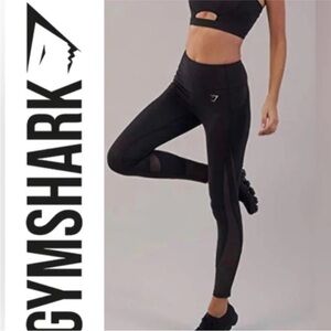 Gymshark Black High-Waisted Mesh Panel Leggings XS Activewear Yoga Gym